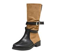 Bottes de cowboy pour femme - Marron - Chaussures d'hiver larges - En cuir - Bottes western marron - Bottes de cowboy larges - Bottes mi-hautes, kaki, 40 EU