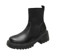 Bottes de cowboy pour femme - Pointues - Bottes médiévales à enfiler - Bottes courtes de transition - Talon bloc - Bottes mi-hautes - Bottes pour femme, Noir , 36 EU