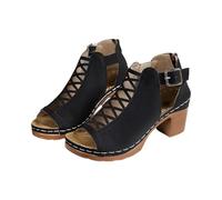 Bottes de cowboy pour femme - Sandales à talon bloc - Escarpins élégantes et confortables - Chaussures basses en cuir - Bottes western avec fermeture éclair - Pour fête, quotidien, loisirs, Noir 01