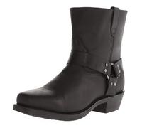 Bottes de Cowboy pour Hommes, Bottes de Cowboy et Motard, Bottes occidentales en Cuir, Lacets sans Glissement Jusqu'au Milieu du Veau,45,Black