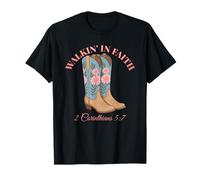 Bottes de cowboy western à fleurs roses Walkin In Faith T-Shirt