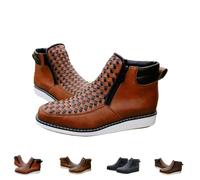 Bottes de cowboy western artisanales Zenfaze, bottes orthopédiques Petatillo en cuir à bout carré for homme avec double fermeture éclair latérale(Brown,9.5)