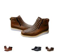 Bottes de cowboy western artisanales Zenfaze, nouvelles bottes orthopédiques Petatillo en cuir à bout carré for hommes (2026)(Khaki,7.5)