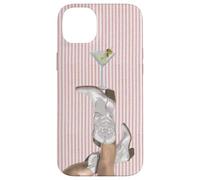 Bottes de Cowboy Western et Verre à Martini et Olives sur Fond Rose Coque pour iPhone 14 Plus
