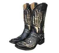 Bottes de cowboy western pour homme - Élégantes bottes de chevalier - Tête carrée - Broderie latérale - Vintage - Bloc de couleurs - Boucle décontractée, Noir , 40 EU