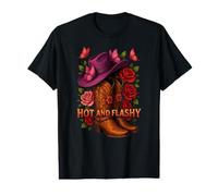 Bottes de Cowgirl occidentales Chapeau et Roses, Ménopause du Sud T-Shirt Graphique avec Valeur