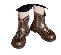 Bottes de cowgirl pour filles UK Western Cowboy rétro en cuir Bottines courtes brodées vintage mi-mollet Bottes d'équitation pour enfants tout-petits Outfoor Automne Hiver Chaussures antidérapantes