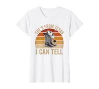 Bottes de Cowgirl Vintage « Elle Vient du Texas I Can Tell » au Coucher du Soleil T-Shirt Graphique avec Valeur, Femme, Blanc, L