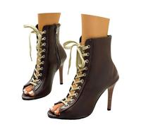 Bottes de danse pour femme - Chaussures de danse latine à lacets - Talon haut - Salsa Bachata - Semelle en caoutchouc - Bottes de danse latine - Bottines à talons hauts - Escarpins sexy à talons, 01