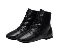 Bottes de danse pour homme en cuir à lacets - Chaussures de jazz montantes - Chaussures de danse plates pour homme - Légères - Latines modernes - Confortables - Résistantes à l'eau - Noir 1