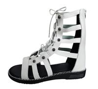 Bottes de gladiateur creuses mi-mollet pour femme, sandales à bout ouvert et sangle croisée, confortables et antidérapantes, chaussures de marche légères avec soutien de la voûte plantaire pour la