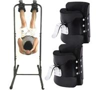 Bottes de gravité pour le renforcement du tronc et le soulagement des maux de dos - Exercice de fitness inversion avec barre de poirier et crochets de crunch abdominaux (Noir)