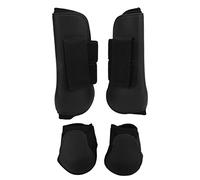 Bottes de jambe de cheval en PU, 4 pièces, bottes de jambe avant et arrière, protection de tendon de cheval avec coussinet intérieur d'amortissement (1 ensemble noir grand 11 cm/4,33 pouces)