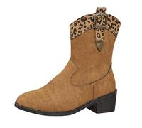 Bottes de marche mi-mollet pour femme - Bottes de randonnée à talon épais et bout pointu - Boucle facile à enfiler et à enlever - Antidérapantes - Chaudes et confortables - Pour un ajustement plus