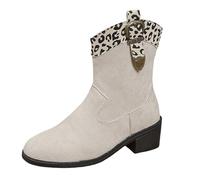 Bottes de marche mi-mollet pour femme - Bottes de randonnée à talon épais et bout pointu - Boucle facile à enfiler et à enlever - Antidérapantes - Chaudes et confortables - Pour un ajustement plus