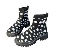 Bottes de marche tissées mi-mollet pour femme - Fond épais - Bout rond - Faciles à enfiler et à enlever - Chaudes - Semelle antidérapante - Thermique - Pour la promenade du chien et la randonnée, gris