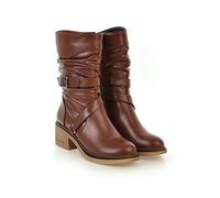 Bottes de mi-Mollet pour Femmes à Fermeture éclair avec Talon carré | Bottes à enfiler, bottes habillées décontractées à bout rond pour les fêtes quotidiennes, les rendez-vous et les trajets