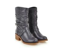 Bottes de mi-Mollet pour Femmes à Fermeture éclair avec Talon carré | Bottes à enfiler, bottes habillées décontractées à bout rond pour les fêtes quotidiennes, les rendez-vous et les trajets