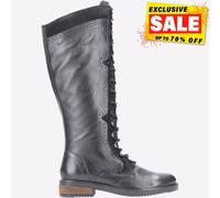 Bottes De Mode Noires Hush Puppies Rudy En Cuir Pour Femmes À Mi-Mollet