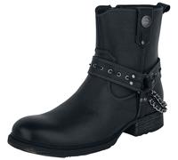 Bottes de motard de Rock Rebel by EMP - Bottines Motard Noires Avec Sangles & Chaînes - EU40 à EU46 - pour Homme - noir EU 40