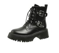 Bottes de Motardes à la Mode, à Fond épais, à Plateforme décontractée, avec Boucle de Ceinture Bottes de Cow-Boy Western à Lacets, Automne et Hiver, Grandes Tailles, pour Femmes