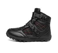 Bottes de Moto, intempéries en Cuir Microfibre, Bottes de Moto masculines Classiques, Prend en Charge la Cheville de traversée de Moto(Red,43 EU)