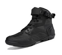 Bottes de Moto pour Hommes, Chaussures de Moto de Soutien de Cheville imperméables Professionnelles, Bottes de Motard d'équitation de Moto en Cuir de Streetbike,Noir,38