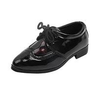 Bottes de motoneige pour enfants d'été et d'automne, chaussures décontractées en cuir, couleur unie, à lacets, pointues, chaussures habillées pour enfants en plein air, rouge, 33 EU