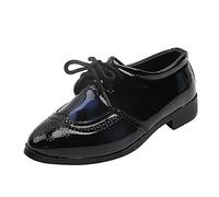 Bottes de motoneige pour enfants d'été et d'automne, chaussures décontractées en cuir, couleur unie, à lacets, pointues, chaussures habillées pour enfants en plein air, bleu, 35 EU