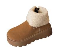 Bottes de neige avec doublure, chaussures d'hiver, bottes de neige pour femme, bottes d'hiver doublées, confortables, épaisses, tendance pour les promenades et les randonnées confortables, marron, 39