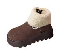 Bottes de neige avec doublure, chaussures d'hiver, bottes de neige pour femme, bottes d'hiver doublées, confortables, épaisses, tendance pour les promenades et les randonnées confortables, café, 40 EU