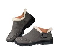 Bottes de neige basses légères doublées en polaire pour femme, semelle antidérapante, doublure en fausse peluche, bottes chaudes confortables pour femmes, gris, 39 EU