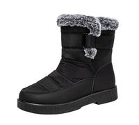 Bottes de Neige Boot Femmes Hiver Résistant à l'Eau Anneau avec Crochet Plat Garder au Chaud Bottes de Neige Confortable Bottes Moyennes Bottes Bottes de Neige Mini, Noir 3, 43 EU