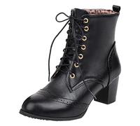 Bottes de Neige Bottes Talon Épais Automne et Hiver Femmes Station Indépendante du Commerce Extérieur Bottes Coréennes Bottes Courtes à Talons Femmes Bottes Cuir Longues au-dessus du Genou, Noir , 37