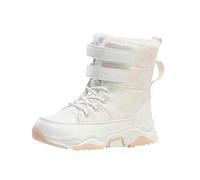 Bottes de Neige Chaude Doublé pour Garçon Fille Kids Winter Water Proof Flat Keep Warm Snow Boots Comfortable Mid Boots Shoes Fille Bout Rapporté Bottes (White, 33 Big Kids)