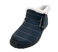 Bottes de neige d'hiver pour femme avec talon plat, fermeture éclair, bout rond, chaussures décontractées et confortables pour la marche en plein air et la randonnée par temps enneigé pour femme
