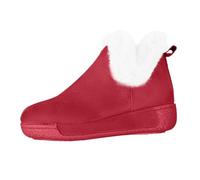 Bottes de neige d'hiver pour femme - Bottines de randonnée imperméables et décontractées avec doublure en polaire imitation daim, Rouge, 39 1/3 EU