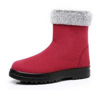 Bottes de neige d'hiver pour femme - Doublure chaude - À enfiler - Isolation thermique - Confortables - Pour temps froid, rouge, 41 EU