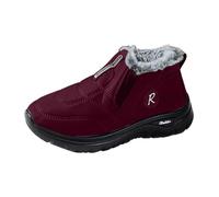 Bottes de neige d'hiver pour femme - Tendance - Avec semelles plates - Doublure confortable - Pour la vie quotidienne en ville - Bottes d'hiver doublées - Bottines western, rouge, 39 EU