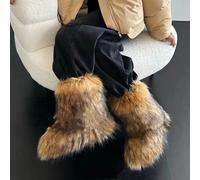 Bottes de neige d'hiver pour femmes en plein air de luxe fourrure fausse fourrure de renard bottes femme en peluche chaud plate-forme chaussures nouvelle mode Bottes grande taille 46 Rose