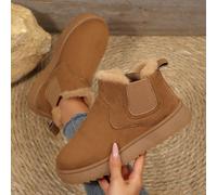 Bottes de neige d'hiver pour femmes, nouvelle arrivée. Couleur unie chaude, grande taille, doublure en polaire épaisse, bande élastique, tube court plat CN36,CN37,CN38,CN39,CN40,CN41,CN42Unicolore