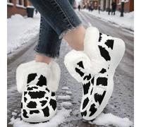 Bottes de neige doublées de fourrure pour femmes, ultra-chaudes, douillettes et confortables, sabots imprimés vache doux, semelle antidérapante, idéales pour les temps froids EUR35,EUR36,EUR37,EUR38,E