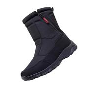 Bottes de neige doublées pour homme avec fermeture éclair - Antidérapantes - Bottes d'hiver hautes - Semelle plate - Bottes thermiques douces - Pour l'extérieur, le camping, Noir , 50 EU