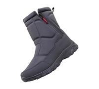 Bottes de neige doublées pour homme avec fermeture éclair - Antidérapantes - Bottes d'hiver hautes - Semelle plate - Bottes thermiques douces - Pour l'extérieur, le camping, gris, 50 EU
