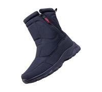 Bottes de neige doublées pour homme avec fermeture éclair - Antidérapantes - Bottes d'hiver hautes - Semelle plate - Bottes thermiques douces - Pour l'extérieur, le camping, bleu, 49 EU