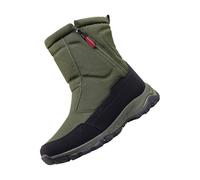 Bottes de neige doublées pour homme avec fermeture éclair - Antidérapantes - Bottes d'hiver hautes - Semelle plate - Bottes thermiques douces - Pour l'extérieur, le camping, vert, 49 EU