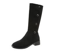 Bottes de neige en daim pour femme - Coupe large - Automne et hiver - Coupe large - Hauteur genou - Facile à nettoyer - Pour le bureau, la promenade à la campagne, au-dessus du genou - Talon haut