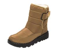 Bottes de Neige Femme Bottines Femmes Mi-Mollet Bottes de Randonnée Hiver Neige Imperméable Antidérapant Boots de Trekking Outdoor Confortable Chaudes Boots Bout Rond Classique Souple Bottines Plats
