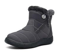 Bottes de Neige Femme Bottines Imperméabl Chaussures Hiver Fourrées Chaude Boots Antidérapantes Gris A 40EU