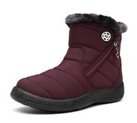 Bottes de Neige Femme Bottines Imperméabl Chaussures Hiver Fourrées Chaude Boots Antidérapantes Rouge A 40EU